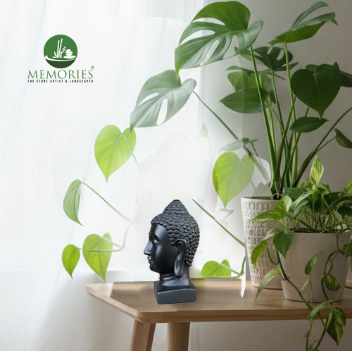 Buddha Clay Head Statue - Black - Image 3